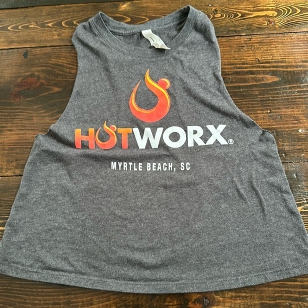 Hotworx tank top size small Myrtle beach charcoal gray hot yoga athleisure
